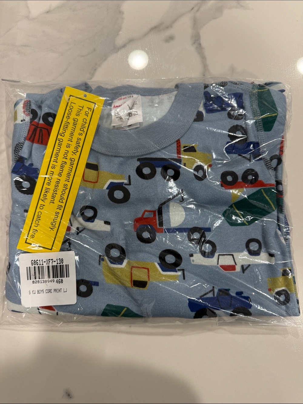 NWT Hanna Anderson blue Boys' Construction Truck Pajama Set